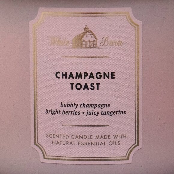 BBW Champagne Toast White Barn Bath & Body Works 3 Wick Candle - Picture 3 of 10